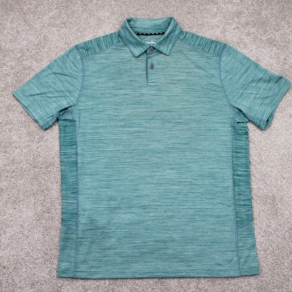 Tommy Bahama IslandZone Polo Shirt Men Small Blue S/S Polyester Stretch Pullover